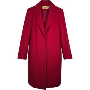 Dana Buchman Luxe Red 100% Cashmere Shawl Collar Coat Womens Size 2 Made in USA